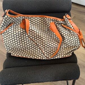Stylish Orange and Black Polka Dot Women's Bag